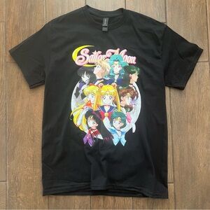 Sailor Moon Black Graphic T Shirt Gildan Heavy Cotton sz M